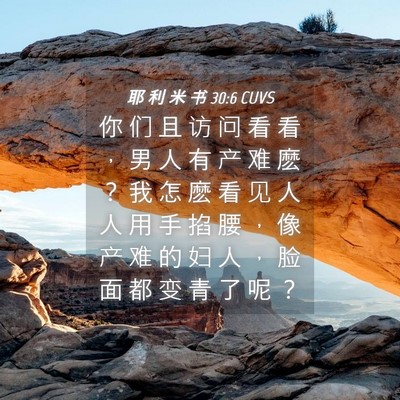 Picture 04 - 耶 利 米 书 30:6 CUVS - 你 们 且 访 问 看 看 ， 男 人 有 产 - Bible Verse Picture