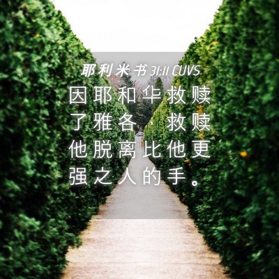 Picture 04 - 耶 利 米 书 31:11 CUVS - 因 耶 和 华 救 赎 了 雅 各 ， 救 赎 - Bible Verse Picture