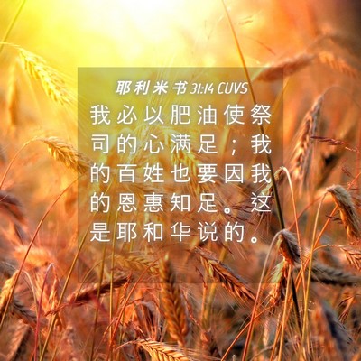 Picture 04 - 耶 利 米 书 31:14 CUVS - 我 必 以 肥 油 使 祭 司 的 心 满 足 - Bible Verse Picture