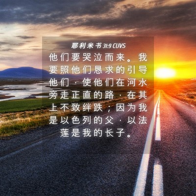 Picture 04 - 耶 利 米 书 31:9 CUVS - 他 们 要 哭 泣 而 来 。 我 要 照 他 - Bible Verse Picture