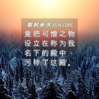 Picture 04 - 耶 利 米 书 32:34 CUVS - 竟 把 可 憎 之 物 设 立 在 称 为 我 - Bible Verse Picture