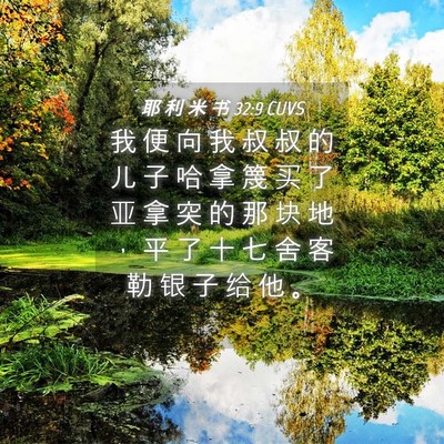 Picture 04 - 耶 利 米 书 32:9 CUVS - 我 便 向 我 叔 叔 的 儿 子 哈 拿 篾 - Bible Verse Picture