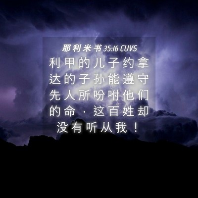 Picture 04 - 耶 利 米 书 35:16 CUVS - 利 甲 的 儿 子 约 拿 达 的 子 孙 能 - Bible Verse Picture
