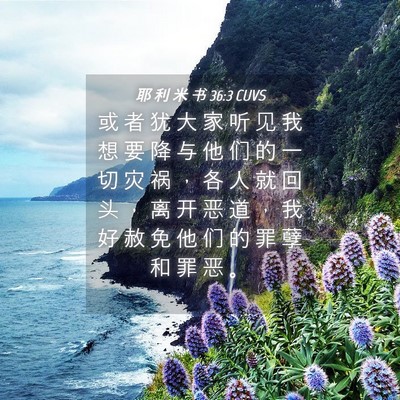 Picture 04 - 耶 利 米 书 36:3 CUVS - 或 者 犹 大 家 听 见 我 想 要 降 与 - Bible Verse Picture