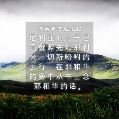 Picture 04 - 耶 利 米 书 36:8 CUVS - 尼 利 亚 的 儿 子 巴 录 就 照 先 知 - Bible Verse Picture