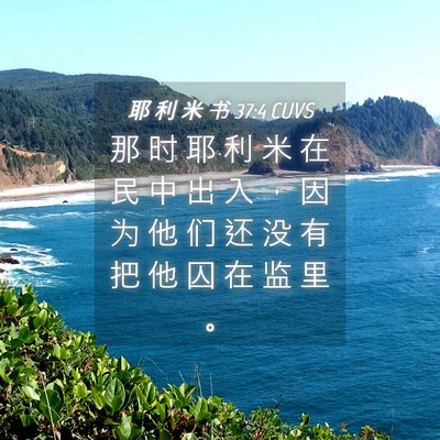Picture 04 - 耶 利 米 书 37:4 CUVS - 那 时 耶 利 米 在 民 中 出 入 ， 因 - Bible Verse Picture