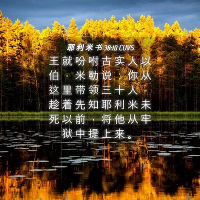 Picture 04 - 耶 利 米 书 38:10 CUVS - 王 就 吩 咐 古 实 人 以 伯 ． 米 勒 - Bible Verse Picture