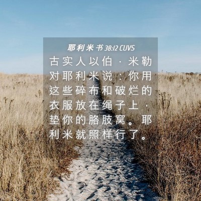 Picture 04 - 耶 利 米 书 38:12 CUVS - 古 实 人 以 伯 ． 米 勒 对 耶 利 米 - Bible Verse Picture