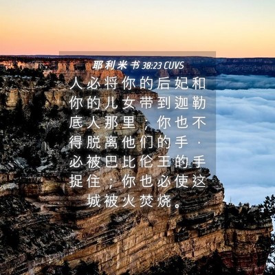 Picture 04 - 耶 利 米 书 38:23 CUVS - 人 必 将 你 的 后 妃 和 你 的 儿 女 - Bible Verse Picture