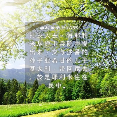 Picture 04 - 耶 利 米 书 39:14 CUVS - 打 发 人 去 ， 将 耶 利 米 从 护 卫 - Bible Verse Picture