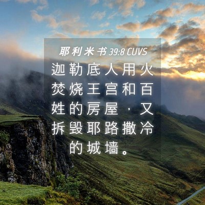 Picture 04 - 耶 利 米 书 39:8 CUVS - 迦 勒 底 人 用 火 焚 烧 王 宫 和 百 - Bible Verse Picture