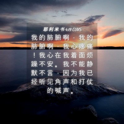 Picture 04 - 耶 利 米 书 4:19 CUVS - 我 的 肺 腑 啊 ， 我 的 肺 腑 啊 ， - Bible Verse Picture