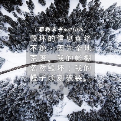 Picture 04 - 耶 利 米 书 4:20 CUVS - 毁 坏 的 信 息 连 络 不 绝 ， 因 为 - Bible Verse Picture