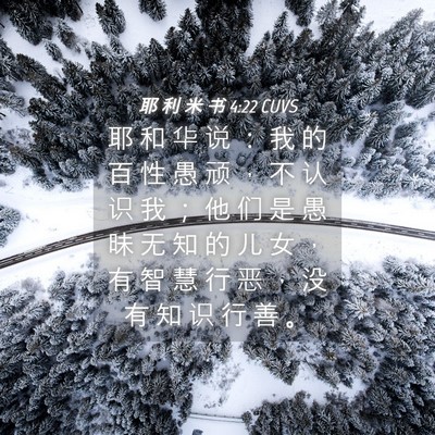 Picture 04 - 耶 利 米 书 4:22 CUVS - 耶 和 华 说 ： 我 的 百 性 愚 顽 ， - Bible Verse Picture