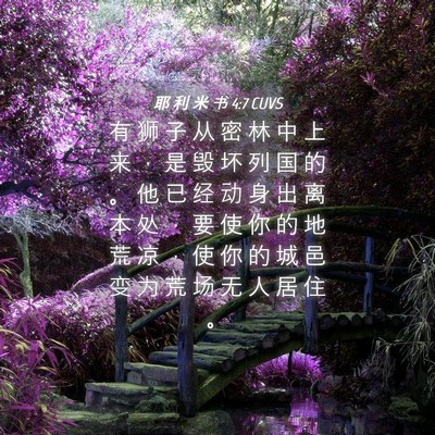 Picture 04 - 耶 利 米 书 4:7 CUVS - 有 狮 子 从 密 林 中 上 来 ， 是 毁 - Bible Verse Picture