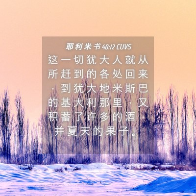 Picture 04 - 耶 利 米 书 40:12 CUVS - 这 一 切 犹 大 人 就 从 所 赶 到 的 - Bible Verse Picture