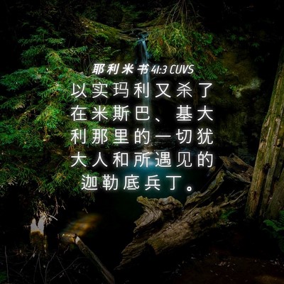 Picture 04 - 耶 利 米 书 41:3 CUVS - 以 实 玛 利 又 杀 了 在 米 斯 巴 、 - Bible Verse Picture