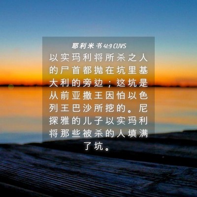 Picture 04 - 耶 利 米 书 41:9 CUVS - 以 实 玛 利 将 所 杀 之 人 的 尸 首 - Bible Verse Picture