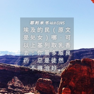 Picture 04 - 耶 利 米 书 46:11 CUVS - 埃 及 的 民 （ 原 文 是 处 女 ） 哪 - Bible Verse Picture