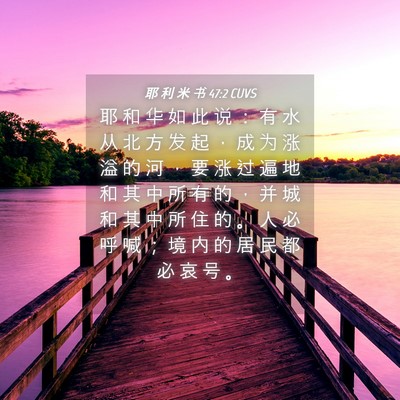 Picture 04 - 耶 利 米 书 47:2 CUVS - 耶 和 华 如 此 说 ： 有 水 从 北 方 - Bible Verse Picture