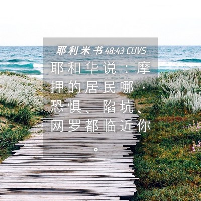 Picture 04 - 耶 利 米 书 48:43 CUVS - 耶 和 华 说 ： 摩 押 的 居 民 哪 ， - Bible Verse Picture