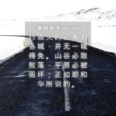 Picture 04 - 耶 利 米 书 48:8 CUVS - 行 毁 灭 的 必 来 到 各 城 ， 并 无 - Bible Verse Picture