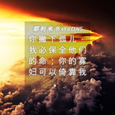 Picture 04 - 耶 利 米 书 49:11 CUVS - 你 撇 下 孤 儿 ， 我 必 保 全 他 们 - Bible Verse Picture