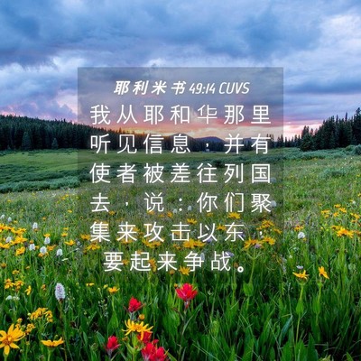 Picture 04 - 耶 利 米 书 49:14 CUVS - 我 从 耶 和 华 那 里 听 见 信 息 ， - Bible Verse Picture