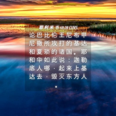 Picture 04 - 耶 利 米 书 49:28 CUVS - 论 巴 比 伦 王 尼 布 甲 尼 撒 所 攻 - Bible Verse Picture