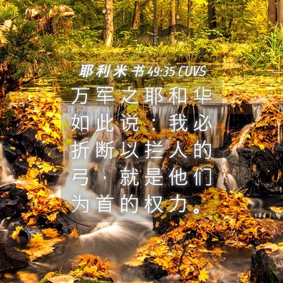 Picture 04 - 耶 利 米 书 49:35 CUVS - 万 军 之 耶 和 华 如 此 说 ： 我 必 - Bible Verse Picture