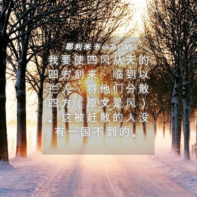 Picture 04 - 耶 利 米 书 49:36 CUVS - 我 要 使 四 风 从 天 的 四 方 刮 来 - Bible Verse Picture