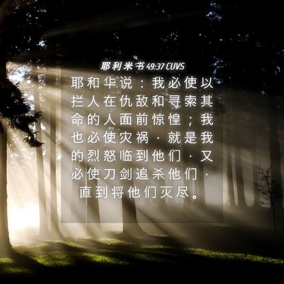 Picture 04 - 耶 利 米 书 49:37 CUVS - 耶 和 华 说 ： 我 必 使 以 拦 人 在 - Bible Verse Picture