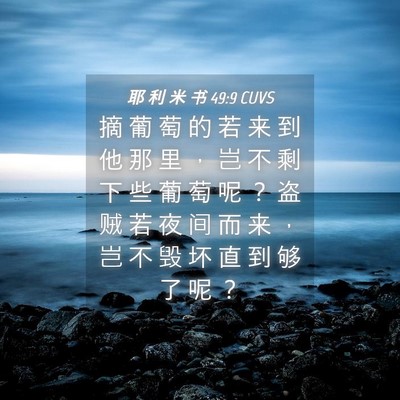 Picture 04 - 耶 利 米 书 49:9 CUVS - 摘 葡 萄 的 若 来 到 他 那 里 ， 岂 - Bible Verse Picture