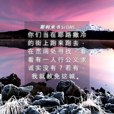 Picture 04 - 耶 利 米 书 5:1 CUVS - 你 们 当 在 耶 路 撒 冷 的 街 上 跑 - Bible Verse Picture