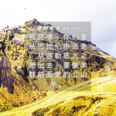 Picture 04 - 耶 利 米 书 50:8 CUVS - 我 民 哪 ， 你 们 要 从 巴 比 伦 中 - Bible Verse Picture