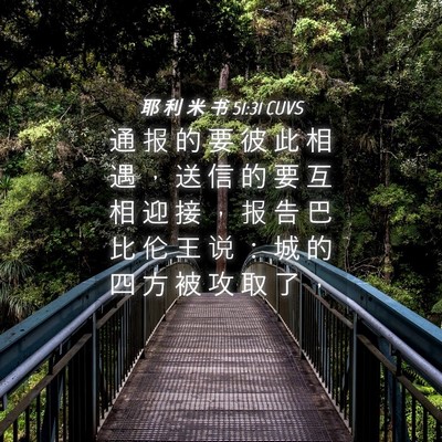 Picture 04 - 耶 利 米 书 51:31 CUVS - 通 报 的 要 彼 此 相 遇 ， 送 信 的 - Bible Verse Picture