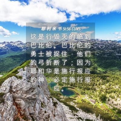 Picture 04 - 耶 利 米 书 51:56 CUVS - 这 是 行 毁 灭 的 临 到 巴 比 伦 。 - Bible Verse Picture