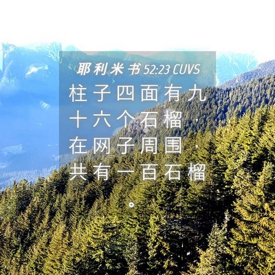 Picture 04 - 耶 利 米 书 52:23 CUVS - 柱 子 四 面 有 九 十 六 个 石 榴 ， - Bible Verse Picture