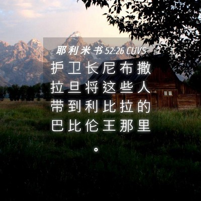 Picture 04 - 耶 利 米 书 52:26 CUVS - 护 卫 长 尼 布 撒 拉 旦 将 这 些 人 - Bible Verse Picture