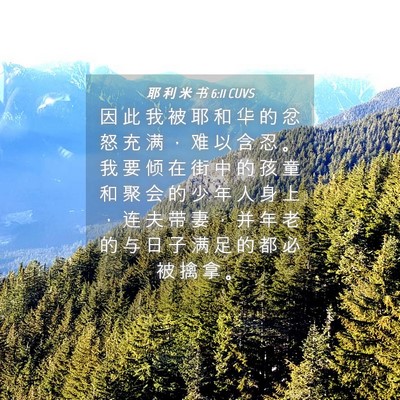 Picture 04 - 耶 利 米 书 6:11 CUVS - 因 此 我 被 耶 和 华 的 忿 怒 充 满 - Bible Verse Picture