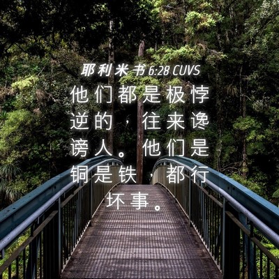 Picture 04 - 耶 利 米 书 6:28 CUVS - 他 们 都 是 极 悖 逆 的 ， 往 来 谗 - Bible Verse Picture