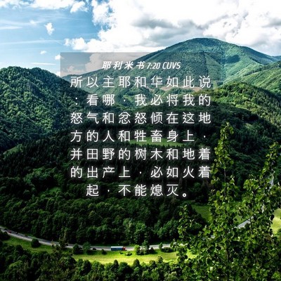 Picture 04 - 耶 利 米 书 7:20 CUVS - 所 以 主 耶 和 华 如 此 说 ： 看 哪 - Bible Verse Picture