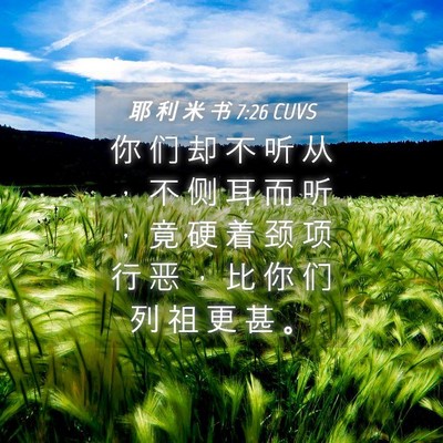 Picture 04 - 耶 利 米 书 7:26 CUVS - 你 们 却 不 听 从 ， 不 侧 耳 而 听 - Bible Verse Picture