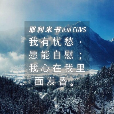 Picture 04 - 耶 利 米 书 8:18 CUVS - 我 有 忧 愁 ， 愿 能 自 慰 ； 我 心 - Bible Verse Picture