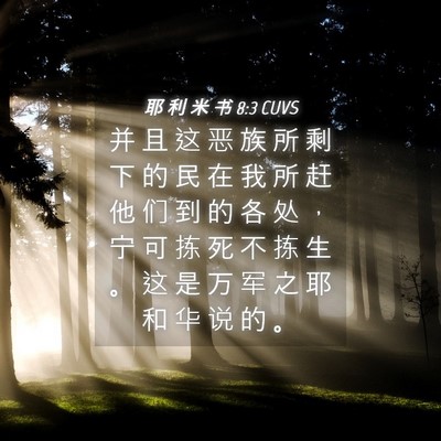 Picture 04 - 耶 利 米 书 8:3 CUVS - 并 且 这 恶 族 所 剩 下 的 民 在 我 - Bible Verse Picture