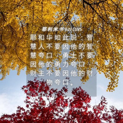 Picture 04 - 耶 利 米 书 9:23 CUVS - 耶 和 华 如 此 说 ： 智 慧 人 不 要 - Bible Verse Picture