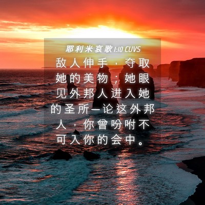 Picture 04 - 耶 利 米 哀 歌 1:10 CUVS - 敌 人 伸 手 ， 夺 取 她 的 美 物 ； - Bible Verse Picture