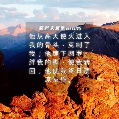 Picture 04 - 耶 利 米 哀 歌 1:13 CUVS - 他 从 高 天 使 火 进 入 我 的 骨 头 - Bible Verse Picture