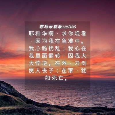 Picture 04 - 耶 利 米 哀 歌 1:20 CUVS - 耶 和 华 啊 ， 求 你 观 看 ， 因 为 - Bible Verse Picture