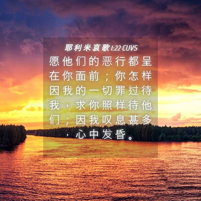 Picture 04 - 耶 利 米 哀 歌 1:22 CUVS - 愿 他 们 的 恶 行 都 呈 在 你 面 前 - Bible Verse Picture